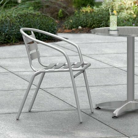 LANCASTER TABLE & SEATING Silver Outdoor Arm Chair 427CTSARMCHM